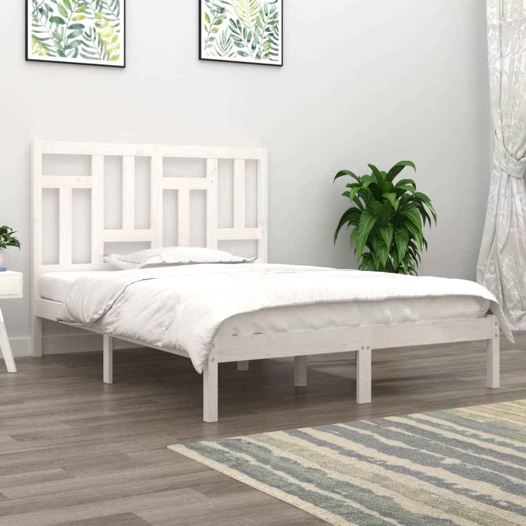 vidaXL Estrutura de cama casal 135x190 cm madeira maciça